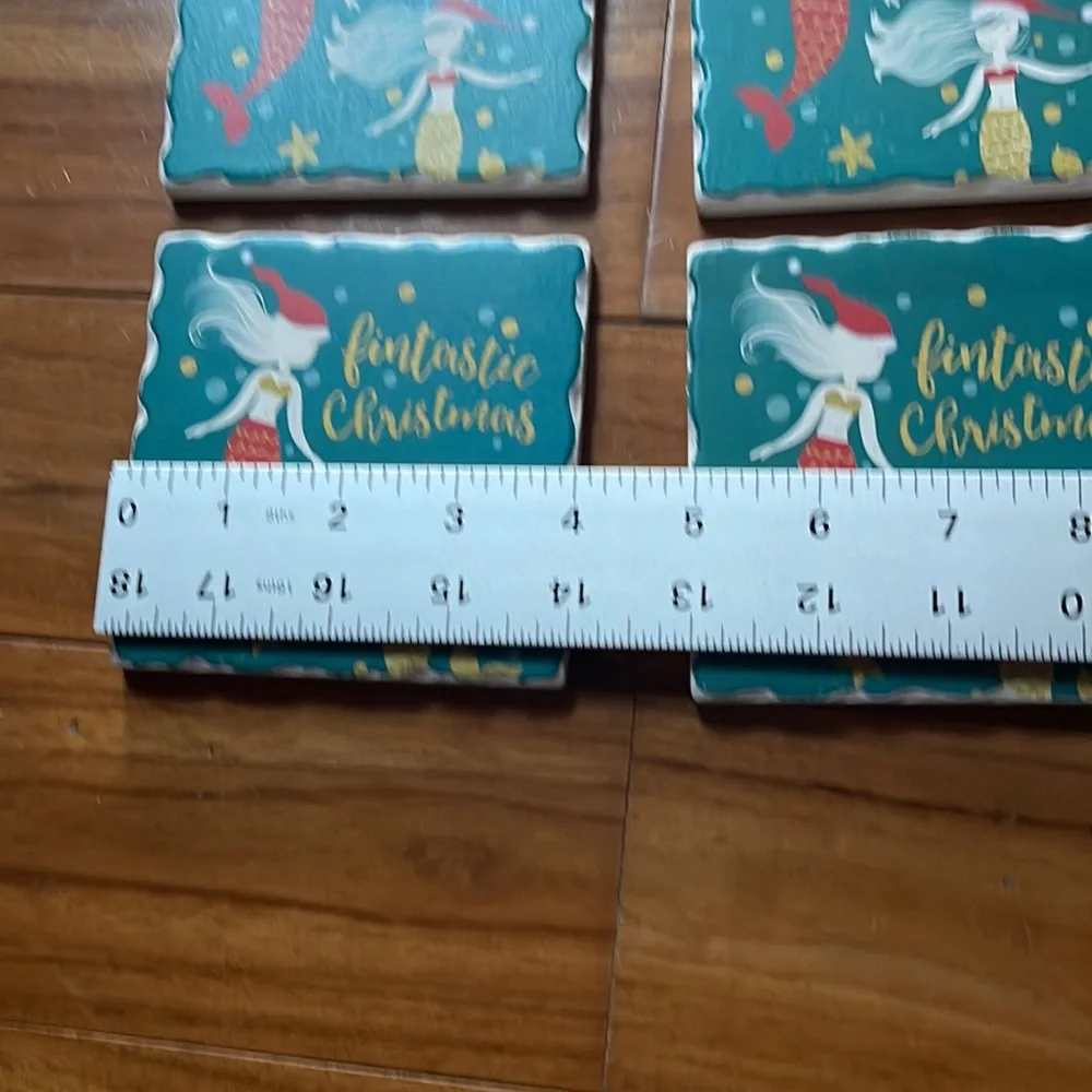 Ceramic mermaid drink coasters - set of 4